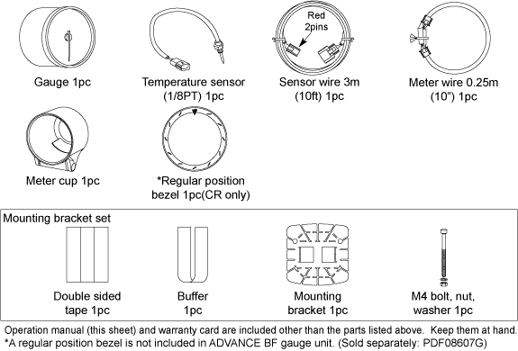 ADVANCE CR oil temp components