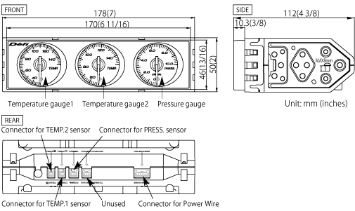 DIN-Gauge Specification | Defi - Exciting products by NS Japan